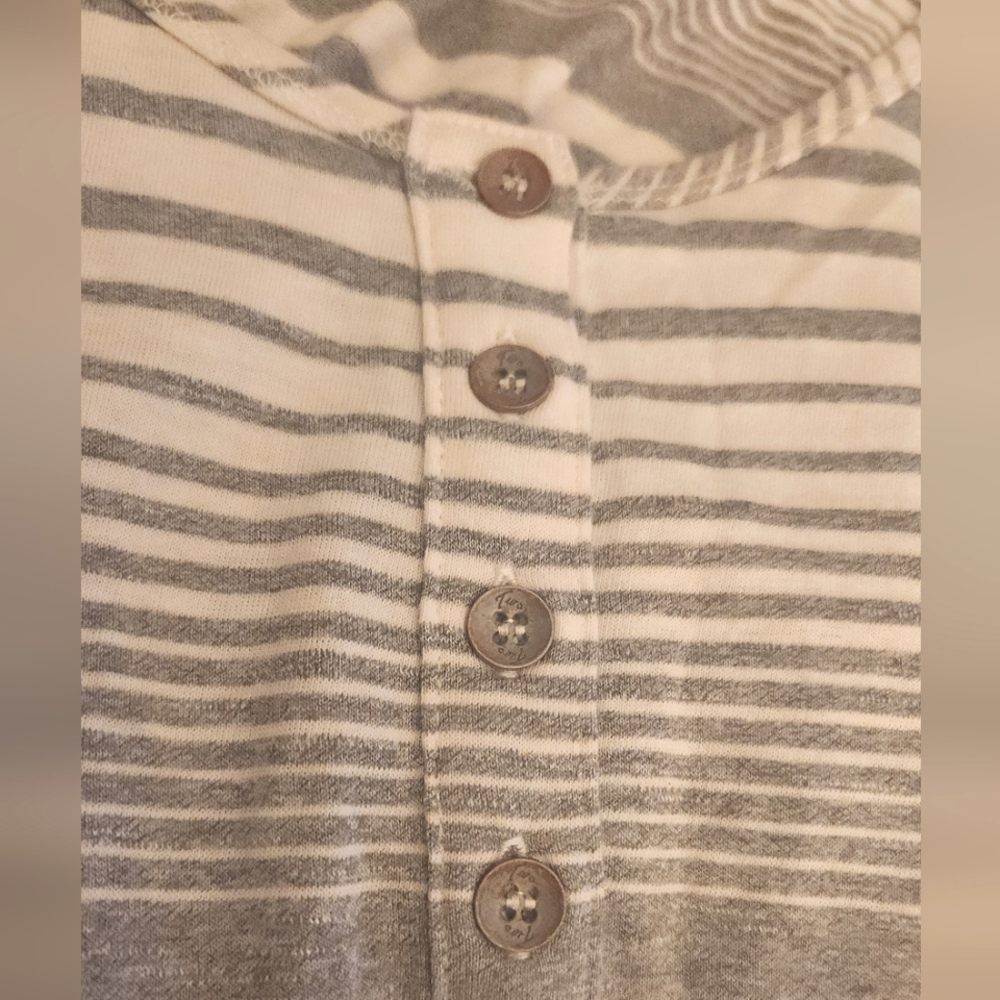 Two By Vince Camuto Striped Midi Dress Gray/White Sleeveless Scoop Neck MED NWT - Picture 3 of 8